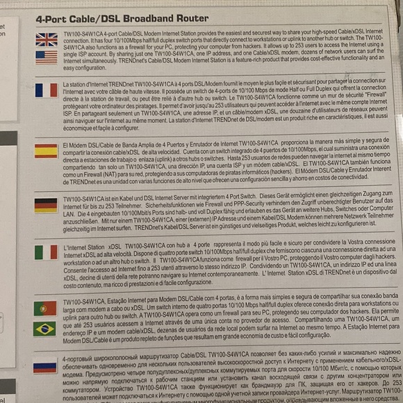 SALE  TRENDnet 4 port cable/DSL broadband router TW100NS4W1ca in box - Picture 9 of 11